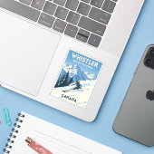 Vintage Travel Whistler British Columbia Skiing Aufkleber (Laptop mit iPhone)