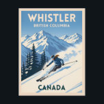 Vintage Travel Whistler British Columbia Skiing Postkarte<br><div class="desc">Celebrate mountain adventure with this vintage travel-inspired postcard featuring Whistler,  British Columbia. Capturing snow-covered peaks and the spirit of outdoor exploration,  this piece is perfect for travelers,  skiing enthusiasts and lovers of retro travel aesthetics.</div>