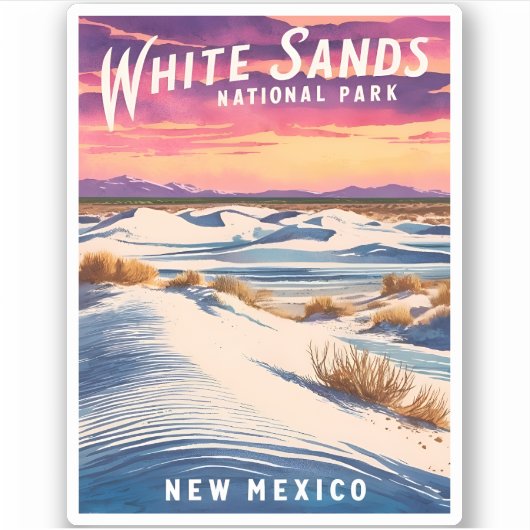 Vintage Travel White Sands Nationalpark Retro Aufkleber (Vorderseite)