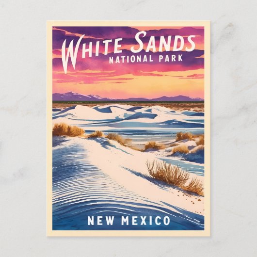 Vintage Travel White Sands Nationalpark Retro Postkarte (Vorderseite)