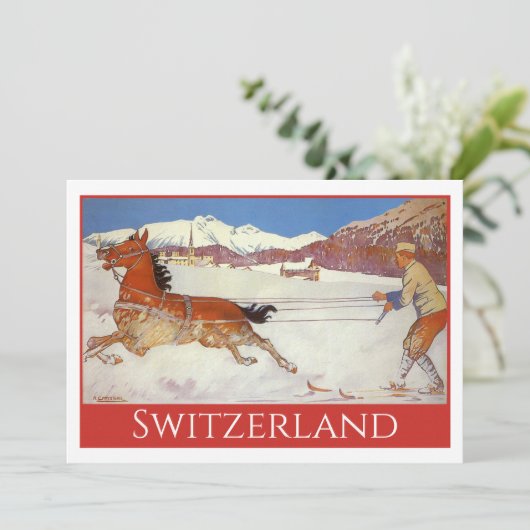 Vintage Travel, Winter in Engadin Schweiz (Stehend Vorderseite)
