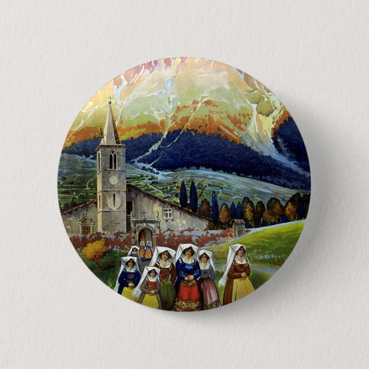 Vintage Travel, Women of Abruzzo, Italien Button (Vorderseite)