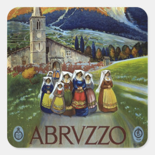 Vintage Travel, Women of Abruzzo, Italien Quadratischer Aufkleber