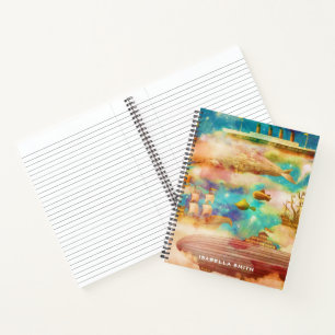 Vintage Travel World Sky Blaue Ozeanwale Notizblock