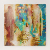 Vintage Travel World Sky Blaue Ozeanwale Puzzle (Horizontal)