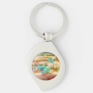 Vintage Travel World Sky Blaue Ozeanwale Schlüsselanhänger