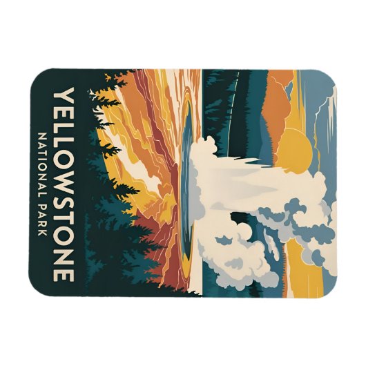 Vintage Travel Yellowstone Nationalpark Landschaft Magnet (Horizontal)