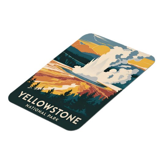Vintage Travel Yellowstone Nationalpark Landschaft Magnet (Linke Seite)