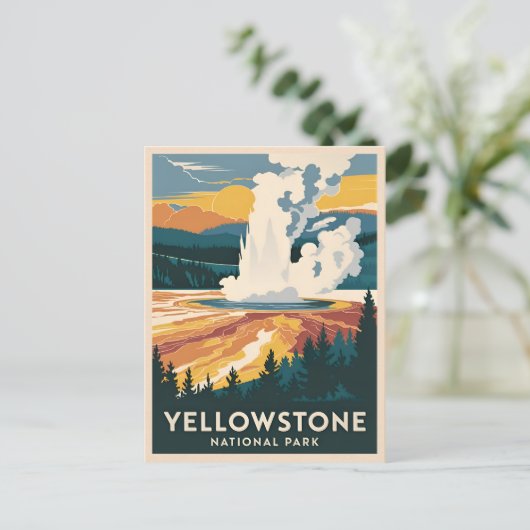 Vintage Travel Yellowstone Nationalpark Landschaft Postkarte (Stehend Vorderseite)