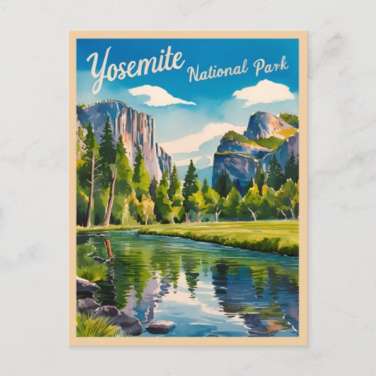 Vintage Travel Yosemite Nationalpark California Postkarte (Vorderseite)