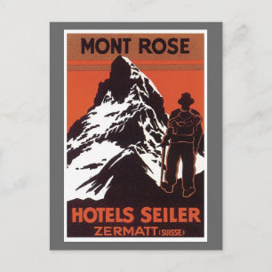 Vintage Travel Zermatt Schweiz Hotel Label Postkarte