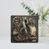 Vintage Treble Clef Metal Art Feiertagskarte (Stehend Vorderseite)