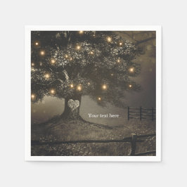 Vintage Tree & Night Lights Hochzeitsempfehlung Serviette