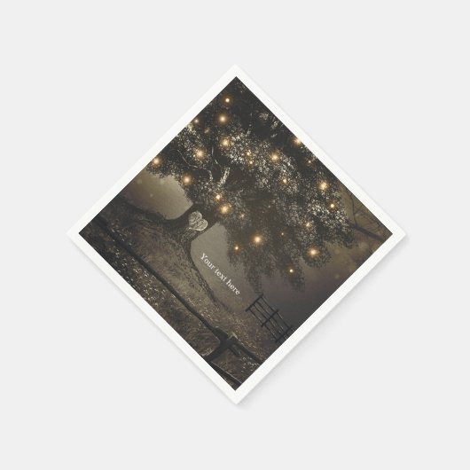 Vintage Tree & Night Lights Hochzeitsempfehlung Serviette (Ecke)