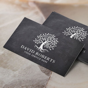 Vintage Tree Roots Elegantes Chalkboard Visitenkarte