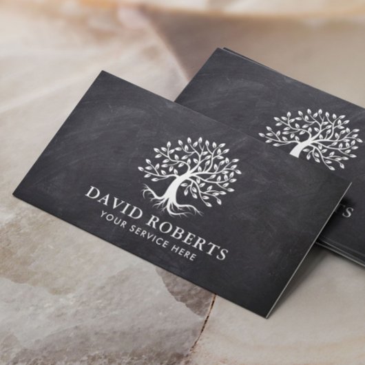 Vintage Tree Roots Elegantes Chalkboard Visitenkarte