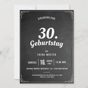 Vintage & trendige Einladung 30. Geburtstag