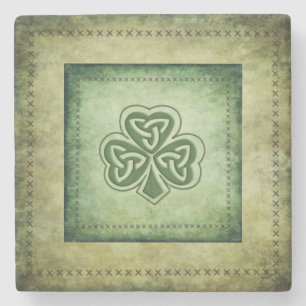 Vintage trendiger Grundge Irischer Shamrock Steinuntersetzer