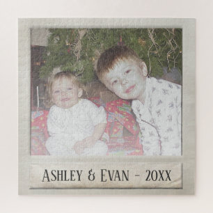 Vintage-Trendy-Fotorahmen mit einem Foto Puzzle