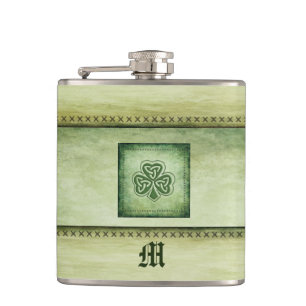 Vintage trendy Grunge irischer Shamrock Flachmann