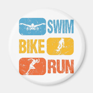 Vintage-Triathlon - Schwimmen Radfahren Laufen Magnet