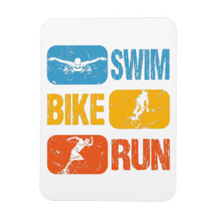 Vintage-Triathlon - Schwimmen Radfahren Laufen Magnet