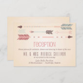 Vintage Tribal Arrows Wedding Reception Card Begleitkarte (Vorne/Hinten)