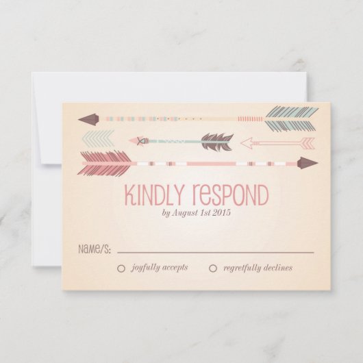 Vintage Tribal Arrows Wedding RSVP Card (Vorderseite)