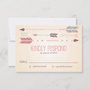 Vintage Tribal Arrows Wedding RSVP Card Karte