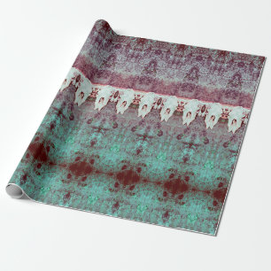 Vintage-Tribal-Muster Türkis Stier Kuh-Schädel Lan Geschenkpapier