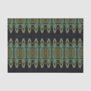 Vintage-Tribal-Muster Türkisbraun Kunst Stierschäd Seidenpapier
