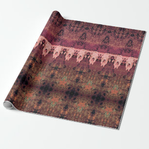 Vintage-Tribalmuster braune rosa Stier-Kuh-Schädel Geschenkpapier