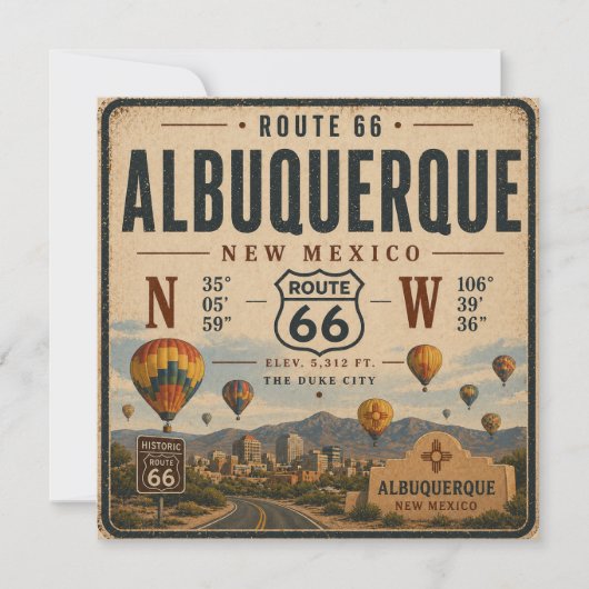 Vintage Tribut an die Skyline von Albuquerque (Vorderseite)