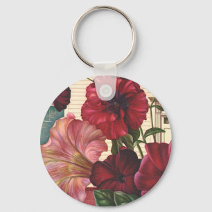 Vintage Trichterwindenblumen im Garten Schlüsselanhänger