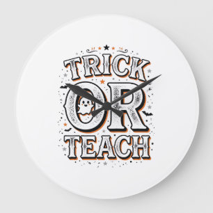 Vintage Trick Or Teach Halloween-Lehrer-Shirt Des Große Wanduhr