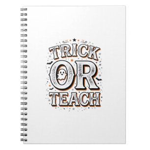 Vintage Trick Or Teach Halloween-Lehrer-Shirt-Des Notizblock