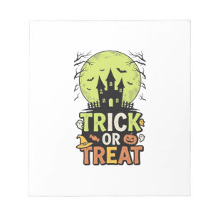 Vintage Trick or Treat Gruselhaus Halloween Dekor Notizblock