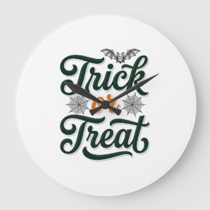 Vintage-Trick-or-Treat-Halloween-Typografie-Design Große Wanduhr