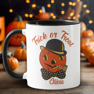 Vintage Trick or Treat Kürbis individuelles Hallow Tasse