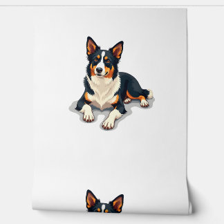 Vintage Tricolor Border Collie Portrait Hund Illus Tapete