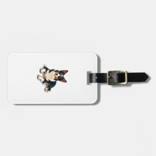 Vintage-Tricolor-Border-Collie-Porträt-Hunde-Illus Gepäckanhänger