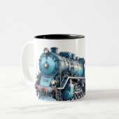 Vintage Triebzuglokomotive Zweifarbige Tasse (Vorderseite Links)