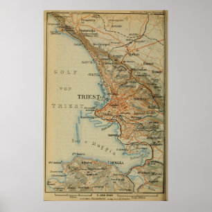 Vintage Trieste Italy Map (1911) Poster