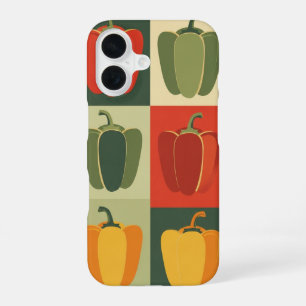 Vintage-Trifarbene-Paprikamuster iPhone 16 Hülle