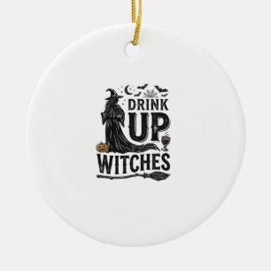 Vintage Trinkt Auf Hexen Halloween-Shirt Design_1 Keramik Ornament
