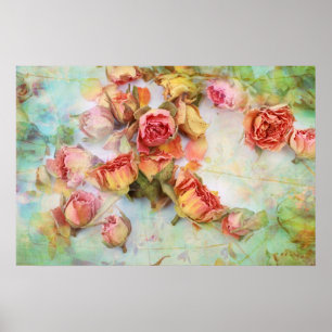 Vintage trockene wedding Rosen Poster