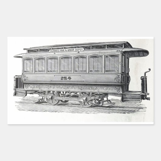 Vintage Trolleystickerei Rechteckiger Aufkleber (Vorderseite)