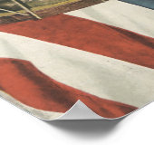 Vintage Trommelmusik Art Drucktrommer Flag Militär Poster (Ecke)