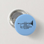 Vintage Trompete Holzstich Button (Vorne & Hinten)
