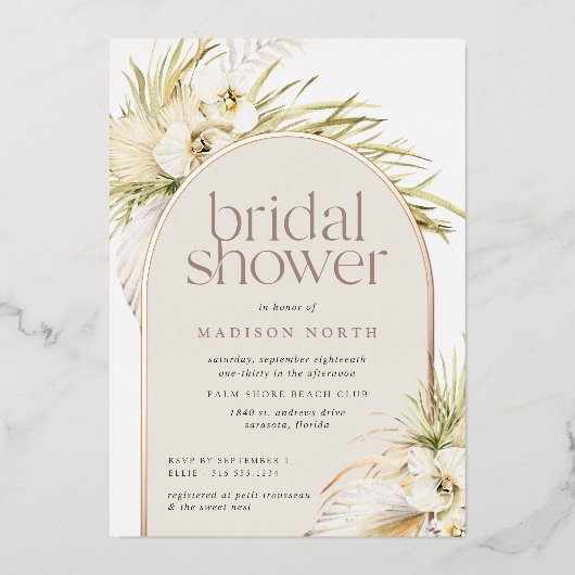 Vintage Tropen | Einladung von Brautpartys (Vorderseite)